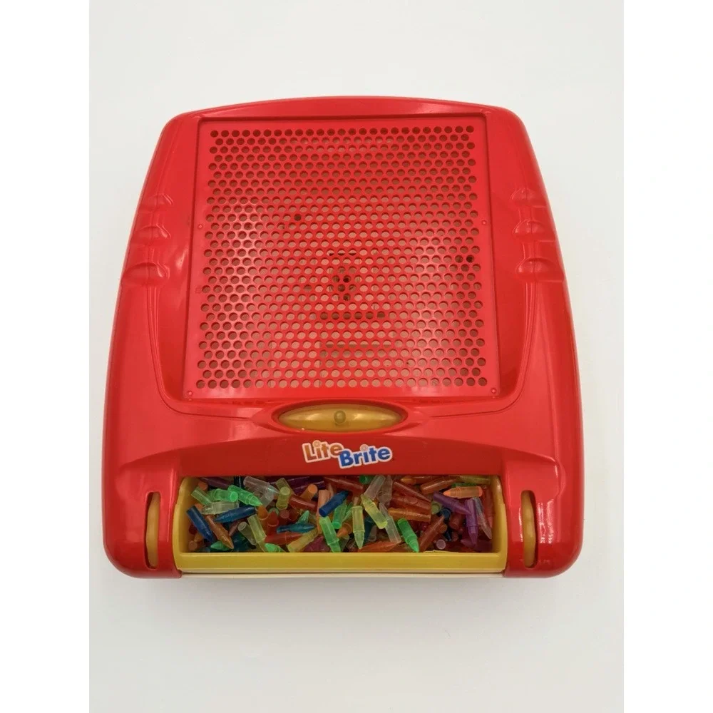 Vintage Hasbro Lite Brite Cube Light Board Toy Red w/ Pegs 2003 Tested